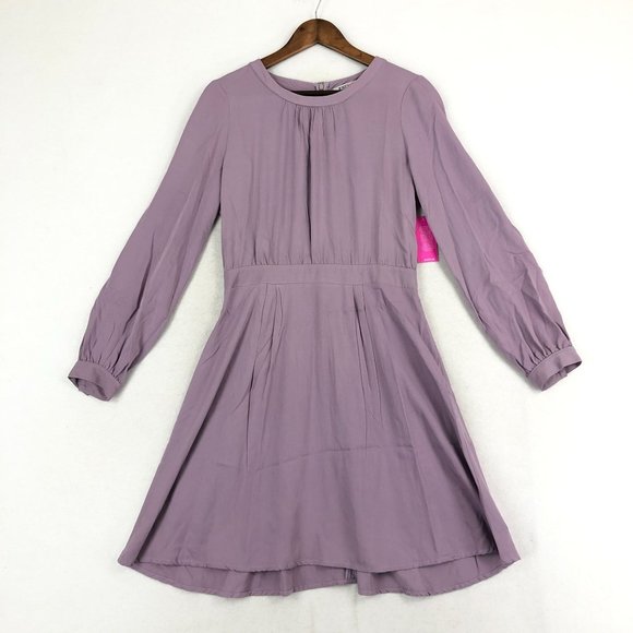 JustFab NWT Women's Size Medium Purple Long Sleeve Fit & Flare Mini Dress - Picture 1 of 13